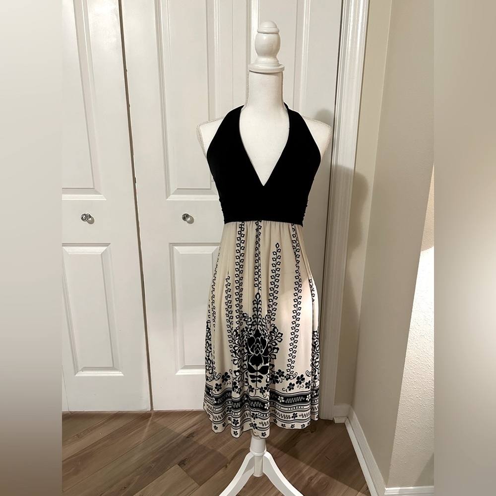 Women’s medium black and white halter dress.